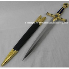 Blue Velvet G Handle Templar Knight Masonic Free Mason Ceremonial Sword Dagger