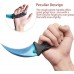 Electric Cool Blue Karambit Knife Stainless Steel Fixed Blade Tactical Knife with Sheath and Cord Knife CSGO for Hunting Camping and Field Survival