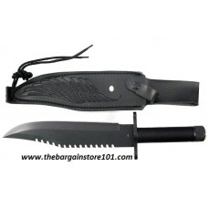 Rambo First Blood Part 2 Black Bladed Bowie Fighting Hunting Knife Survival Kit