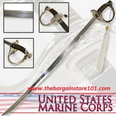 New Full Size 39 1/2" United States Marine Corps NCO USMC War Officer Sword Saber Chrome